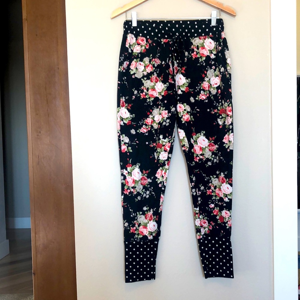 OLIVE Polkadot and Floral Cozy Comfy Lounge Pants